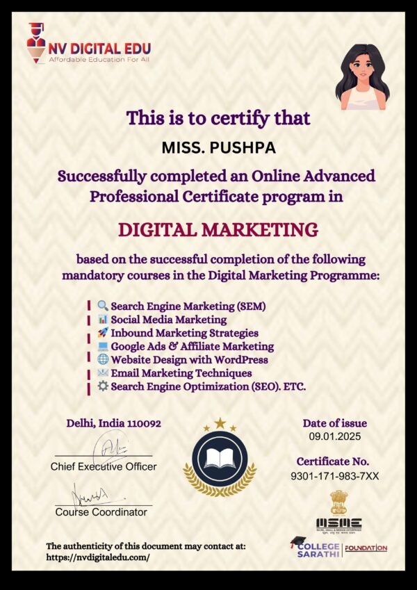 digital marketing certificate